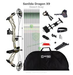 Zestaw Łuk bloczkowy Sanlida Dragon X9 RTS 10-70# 18-31cali (kolor) czarny, zielony, szary