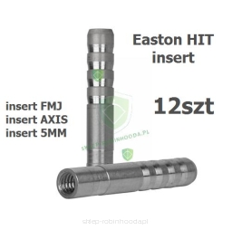 Insert Easton HIT alu - insert FMJ insert AXIS 5MM tulejka FMJ AXIS Easton chowana wewnątrz rurki strzały - Easton HIT insert alu 12szt