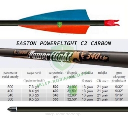 Strzały POWERFLIGHT pióro 4" grot CB tarczowy nasadka szeroka konna Koc Nock -12szt